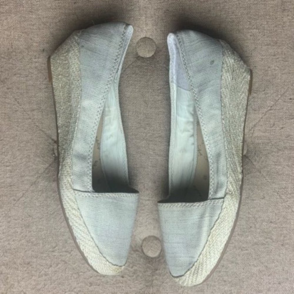 Lucky Brand Tomlinn Espadrille Canvas Metallic Gold Slip On Wedge